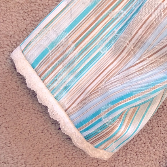 Covington Womens Blazer Jacket Size 14 Large Blue White Floral Stripe Lace Trim - Picture 10 of 12